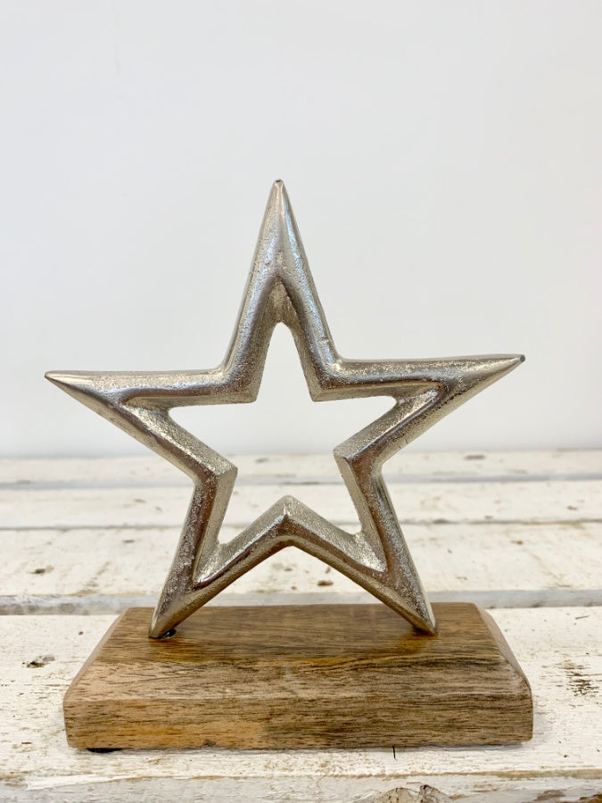 METAL STAR ON WOOD BLOCK - available in 2 sizes