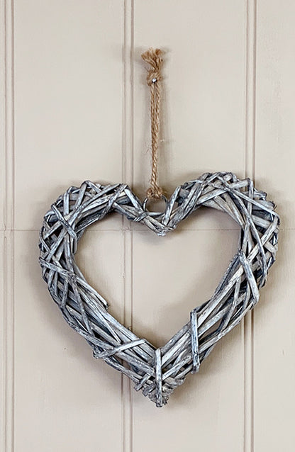 RATTAN HEART GREY WASH (Wreath) - available in various sizes