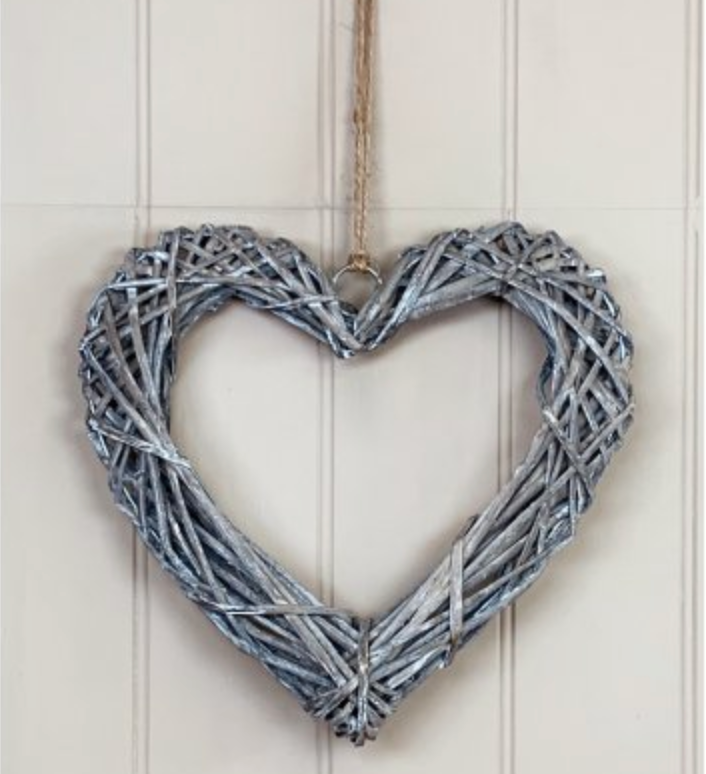 RATTAN HEART GREY WASH (Wreath) - available in various sizes