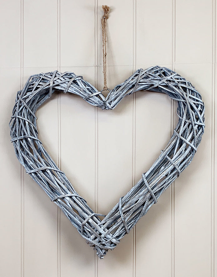 RATTAN HEART GREY WASH (Wreath) - available in various sizes