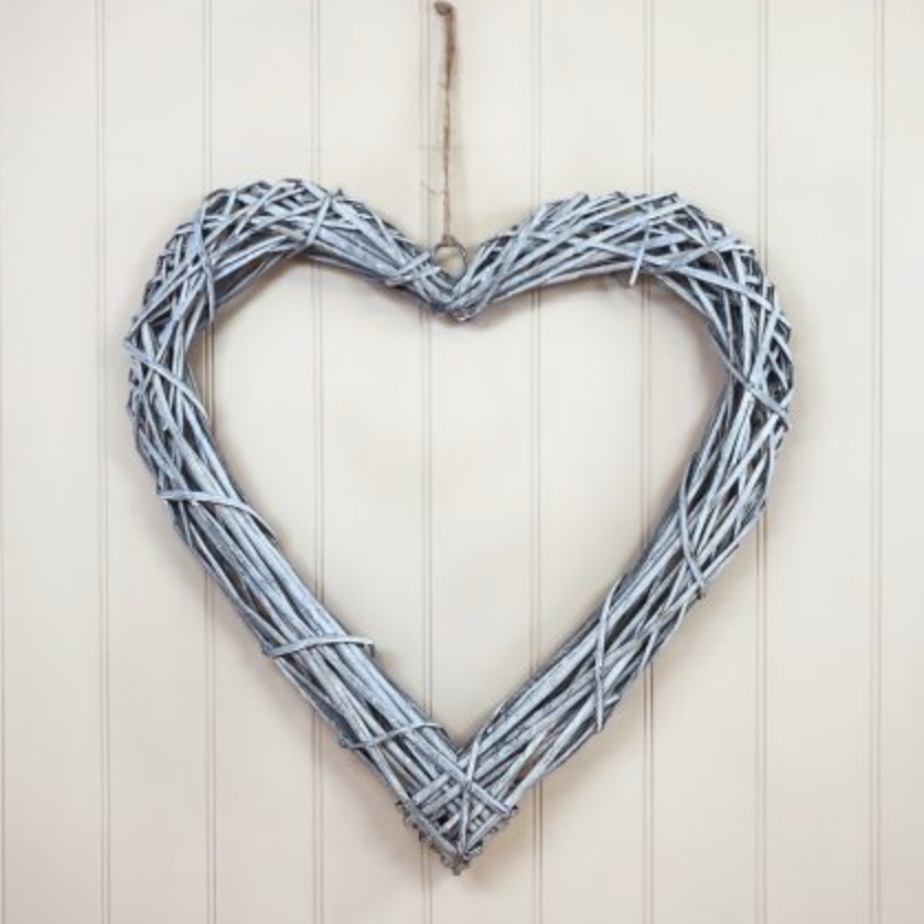 RATTAN HEART GREY WASH (Wreath) - available in various sizes