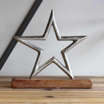 METAL STAR ON WOOD BLOCK - available in 2 sizes
