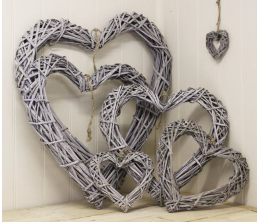 RATTAN HEART GREY WASH (Wreath) - available in various sizes