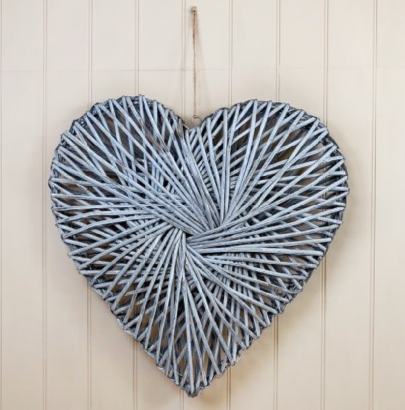 RATTAN HEART GREY WASH (Full Heart) -  available in various sizes