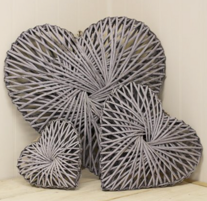 RATTAN HEART GREY WASH (Full Heart) -  available in various sizes