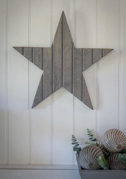 Tongue & Groove Style Wall Star Grey
