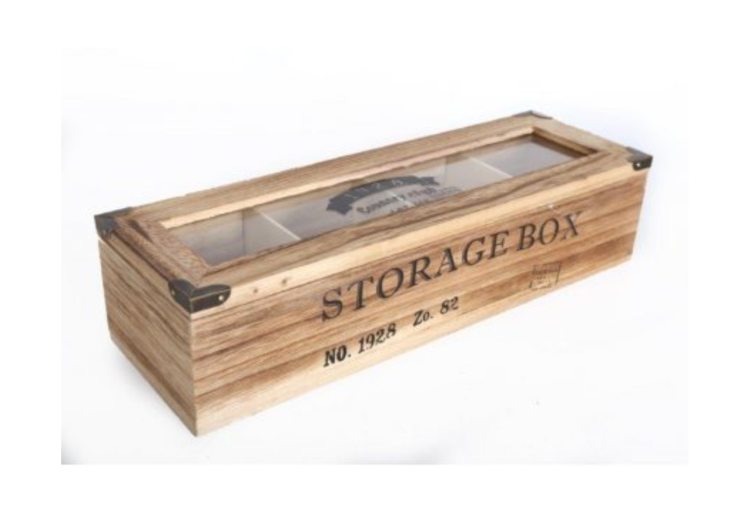 WOODEN COMPARTMENT STORAGE BOX  - 34CM