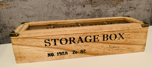 WOODEN COMPARTMENT STORAGE BOX  - 34CM