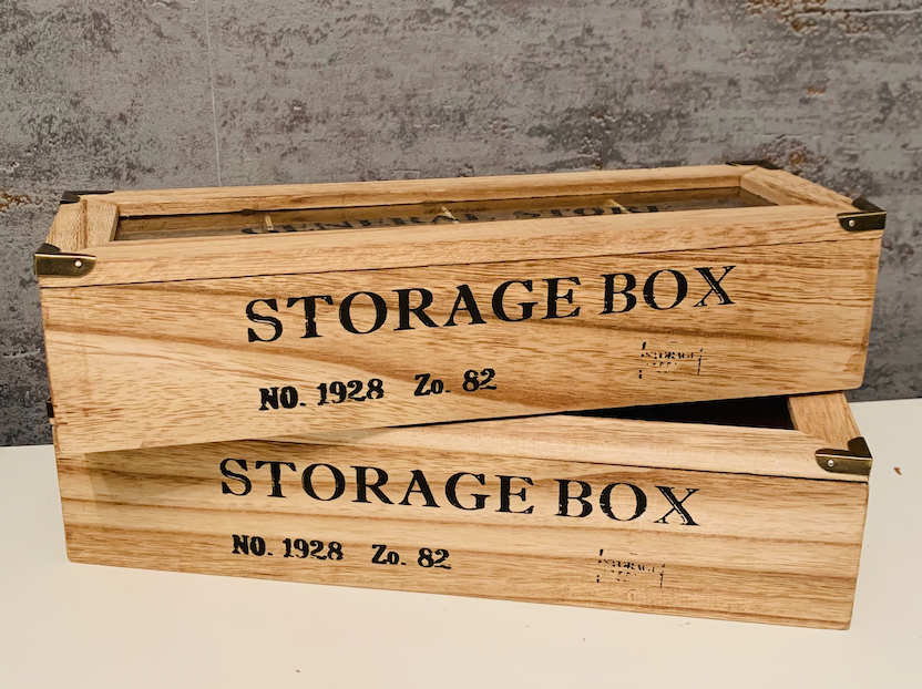 WOODEN COMPARTMENT STORAGE BOX  - 34CM