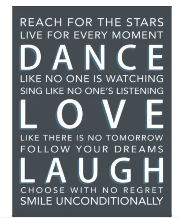 Dance Love Laugh Extra Large Metal Sign 40cm