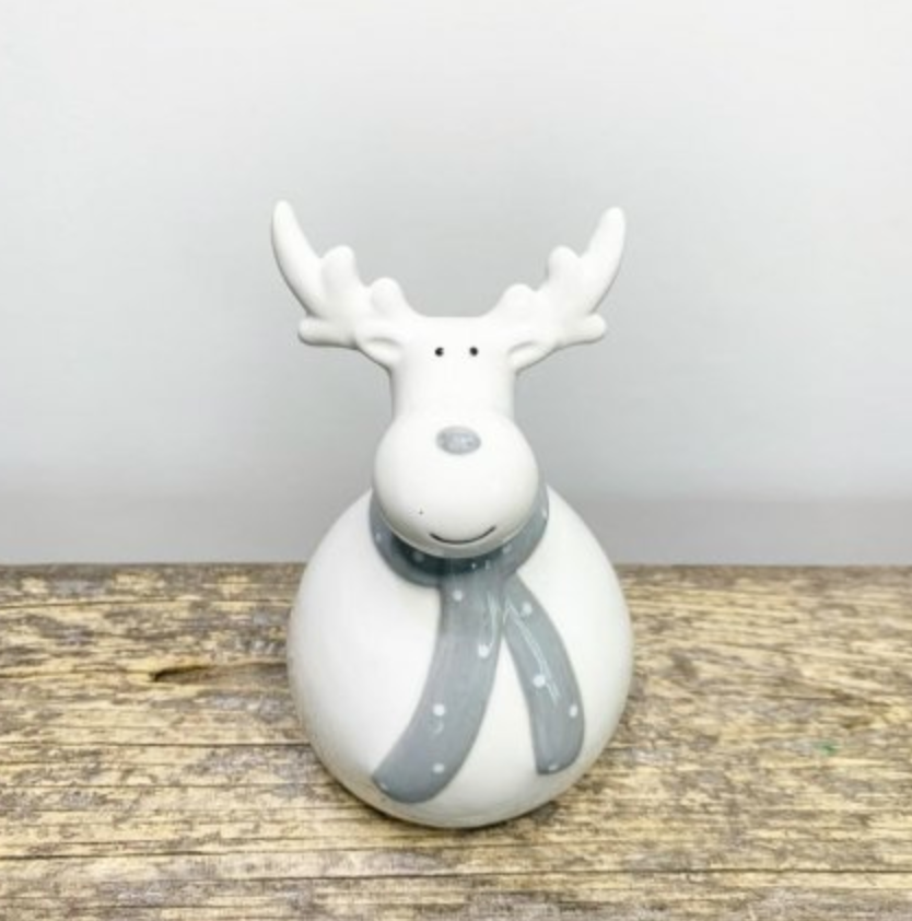 PLUMP GREY SCARF REINDEER - available in 2 sizes