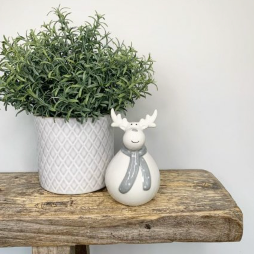 PLUMP GREY SCARF REINDEER - available in 2 sizes