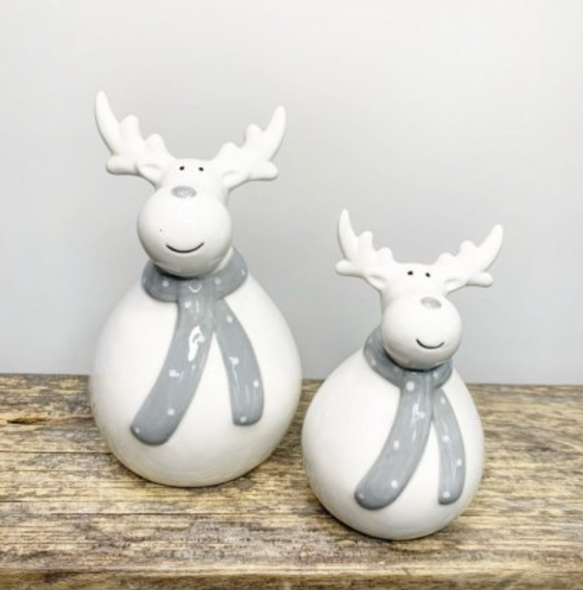 PLUMP GREY SCARF REINDEER - available in 2 sizes