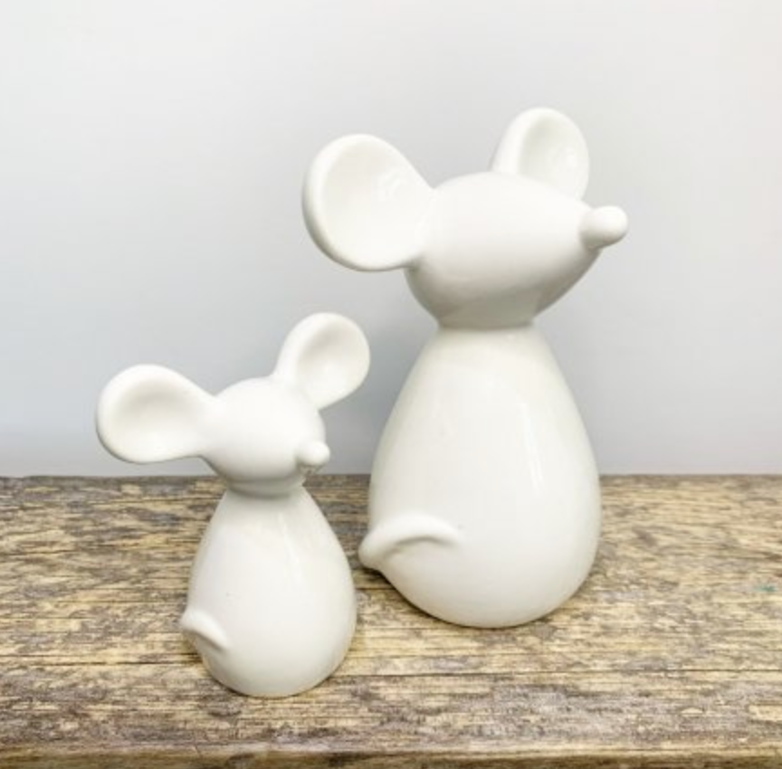 WHITE CERAMIC MOUSE