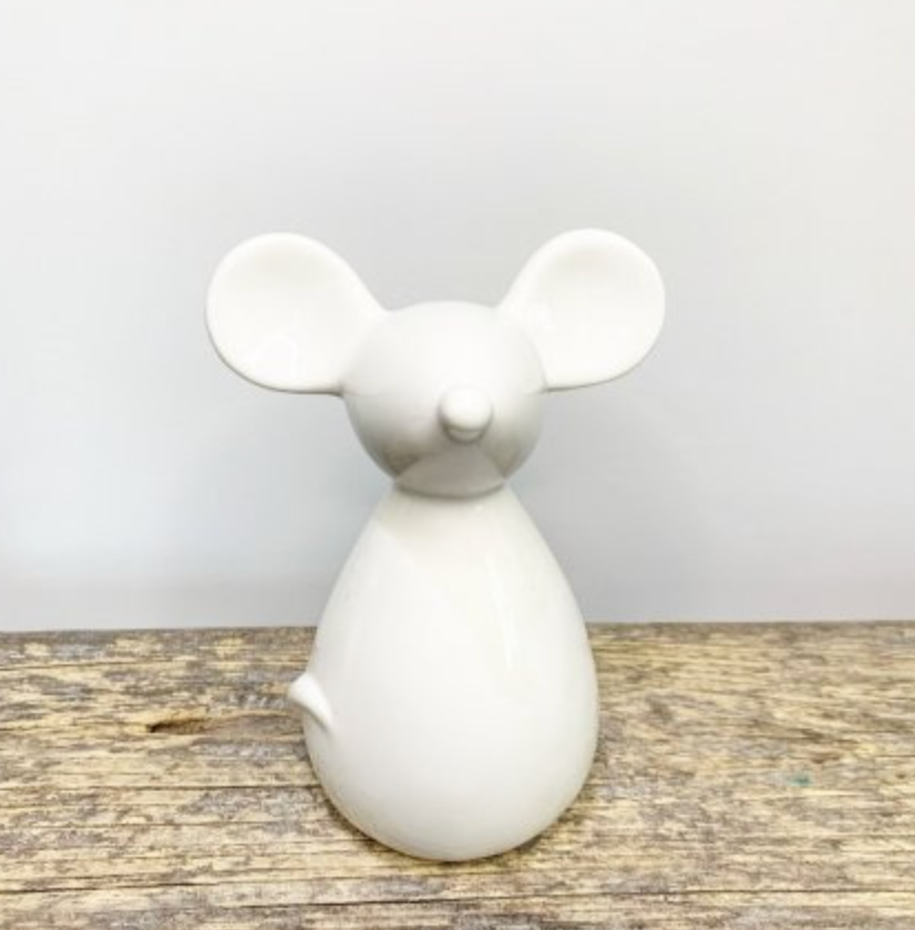 WHITE CERAMIC MOUSE