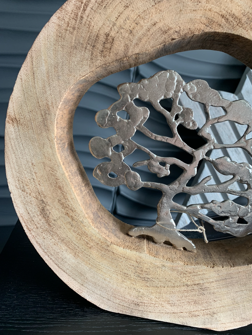 Silver Tree In Log 34cm