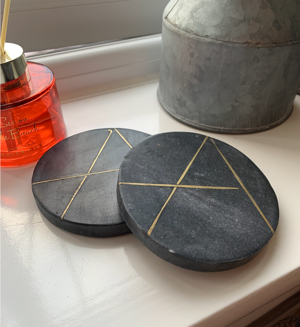 Set Of 4 Round Marble Drink Coaster - available in various colours