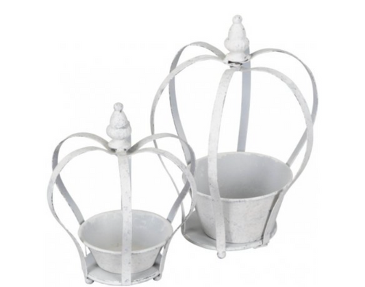 Set of White Crown Planters