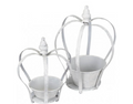 Set of White Crown Planters