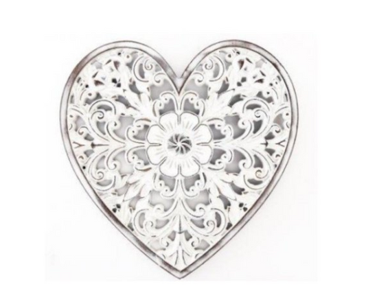 WHITE HEART WALL PLAQUE