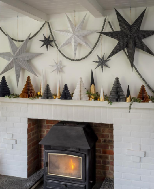 Set of 3 Black & White Pattern paper Stars