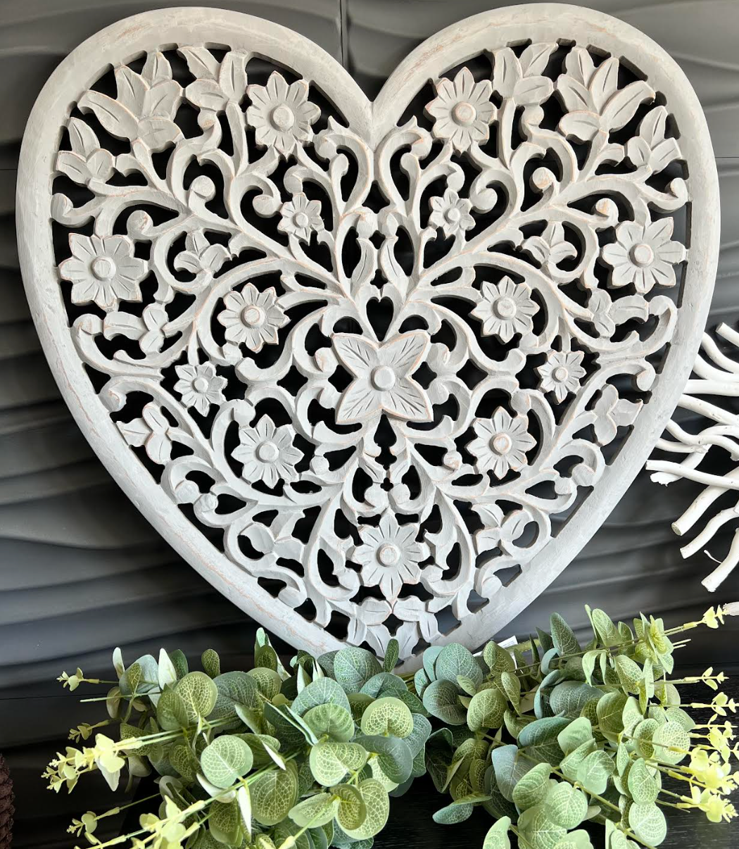 Heart GREY Carved Panel