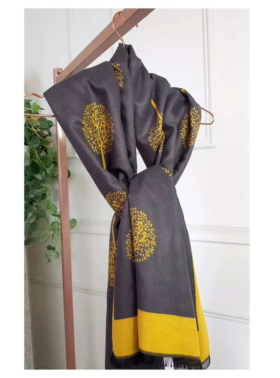 Mulberry inspired scarf - Grey/yellow