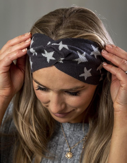 Dark Grey Star Twist Headband