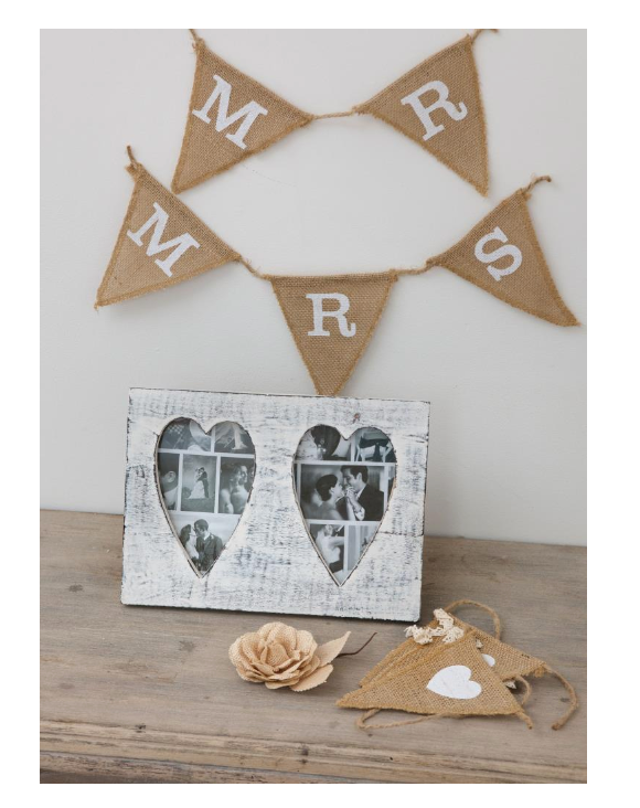 Vintage Double Heart Frame - 6 x 4"