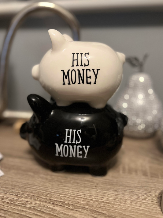 DOUBLE PIGGY MONEY BANK - His/His money