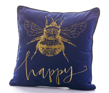 Bee Happy Velvet Cushion