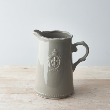Ceramic grey fleur de lis jug