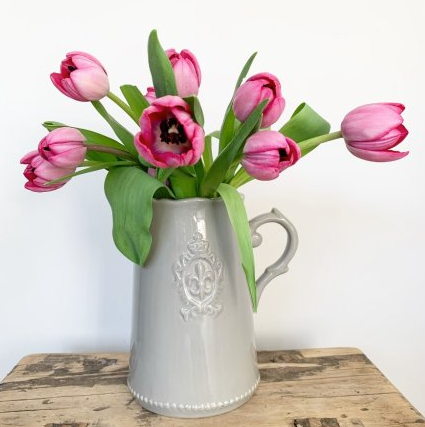 Ceramic grey fleur de lis jug