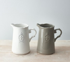 Ceramic grey fleur de lis jug
